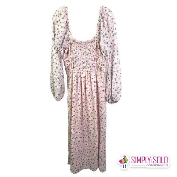 WAYF Influencing In Color Liza Smocked Prairie Long-Sleeve Midi Dress  Sz L / 1 - Picture 3 of 9